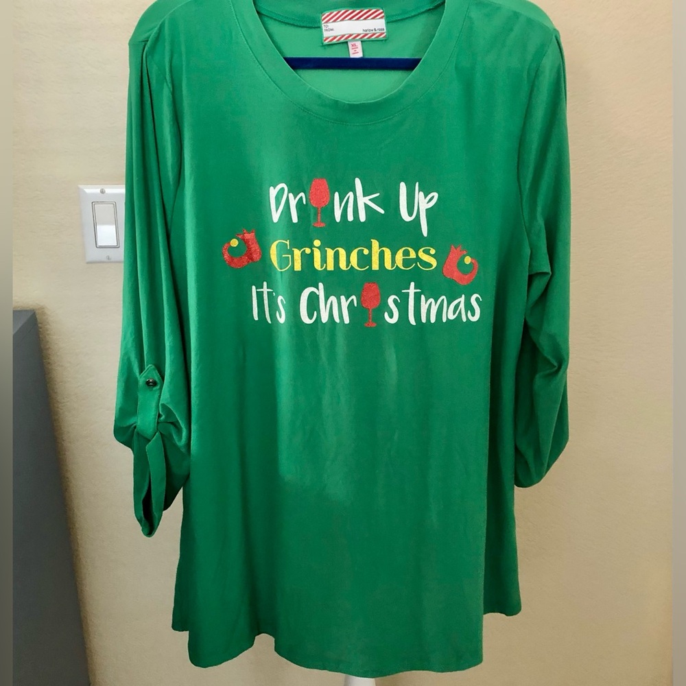Harlow and Rose Green Holiday Funny Graphic Top